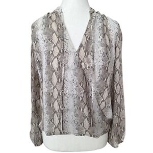 Veronica M Snakeskin Long Sleeve Blouse Size XS